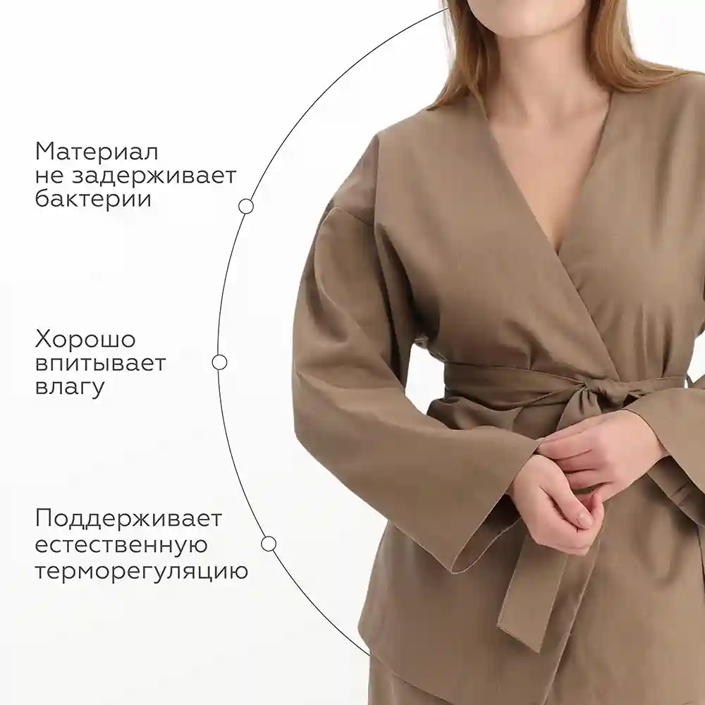 Комплект льняной с кимоно и брюками 4