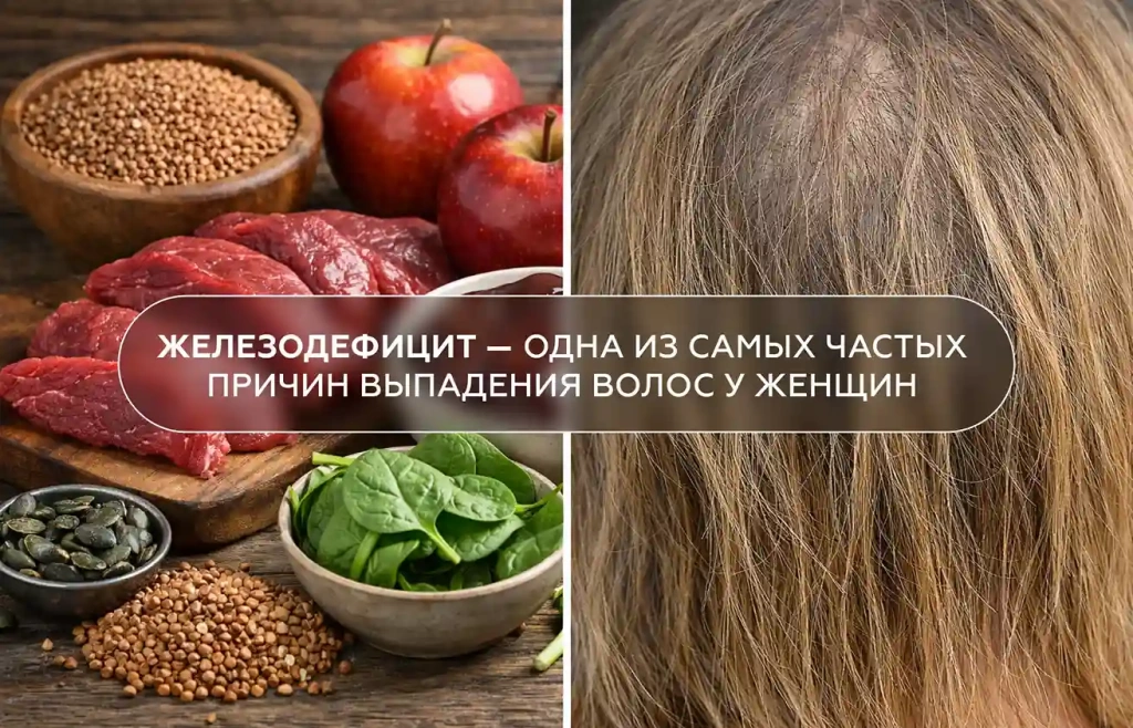 Железодефицит и низкий ферритин как главные внутренние причины истончения и диффузного выпадения волос