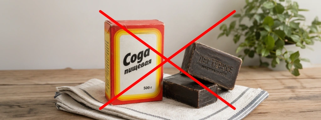 Перечеркнутые сода и дегтярное мыло — опасные средства для умывания
