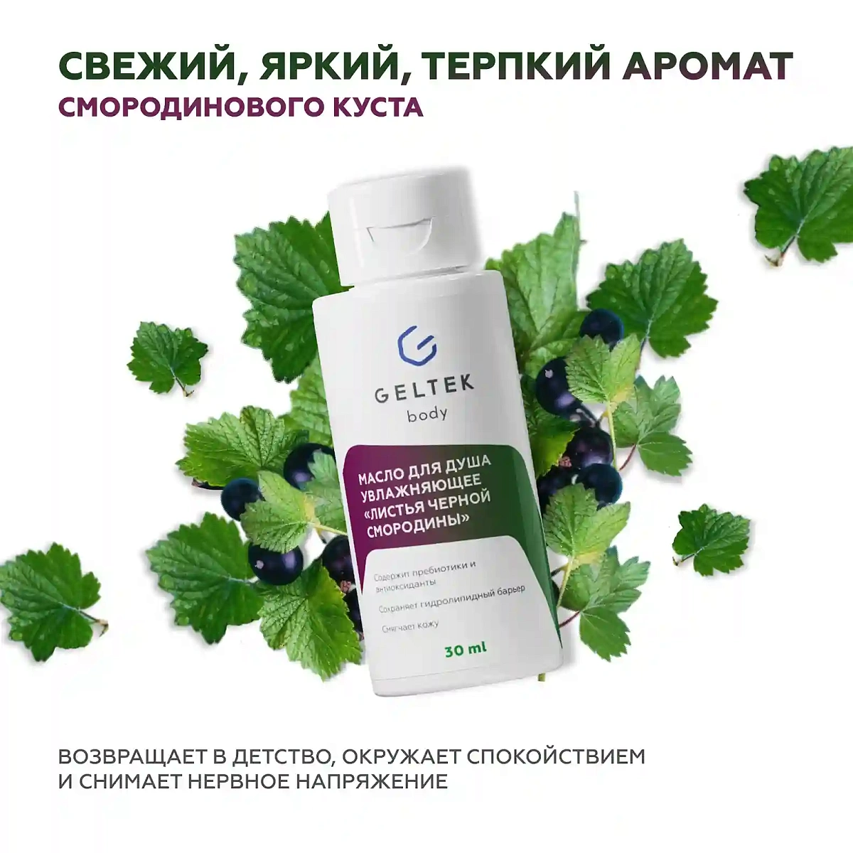 Масло для душа увлажняющее Листья чёрной смородины 4